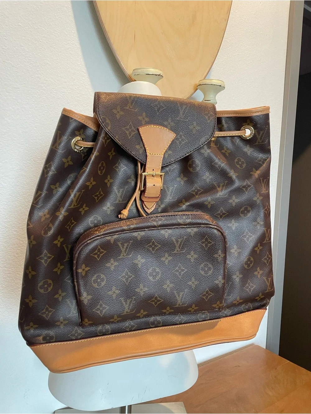 Brown Monogram Canvas Backpack broken from pocket zipper